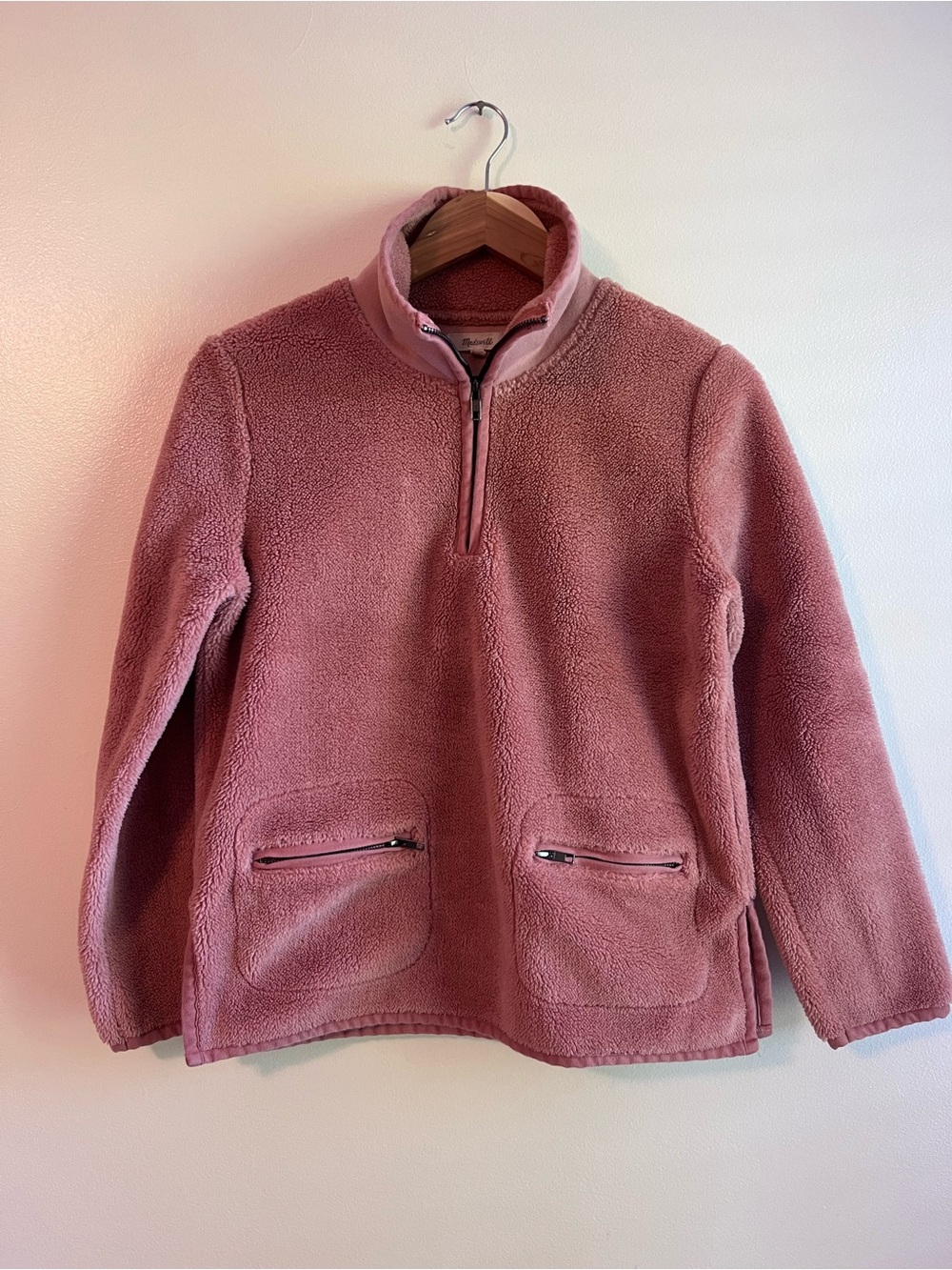 Madewell Plush Half-Zip Sherpa Pullover - Dusty Pink